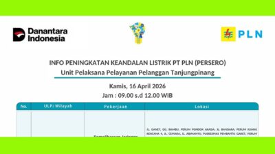 Jalan Ganet hingga Bandara di Tanjungpinang Padam Kamis, 16 April 2026